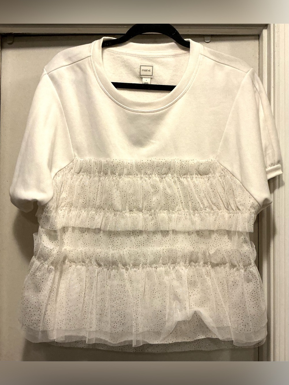 Maeve by Anthropologie Ruffled Smocked
Short Sleeved Sweatshirt